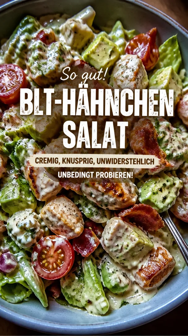 Herzhafter BLT-Hähnchensalat, cremig und knusprig zubereitet