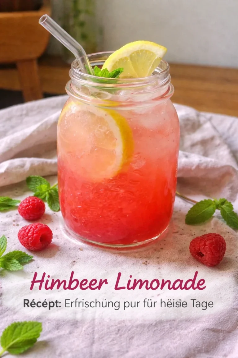 Erfrischende Himbeer Limonade in einem Glas auf einem Tisch