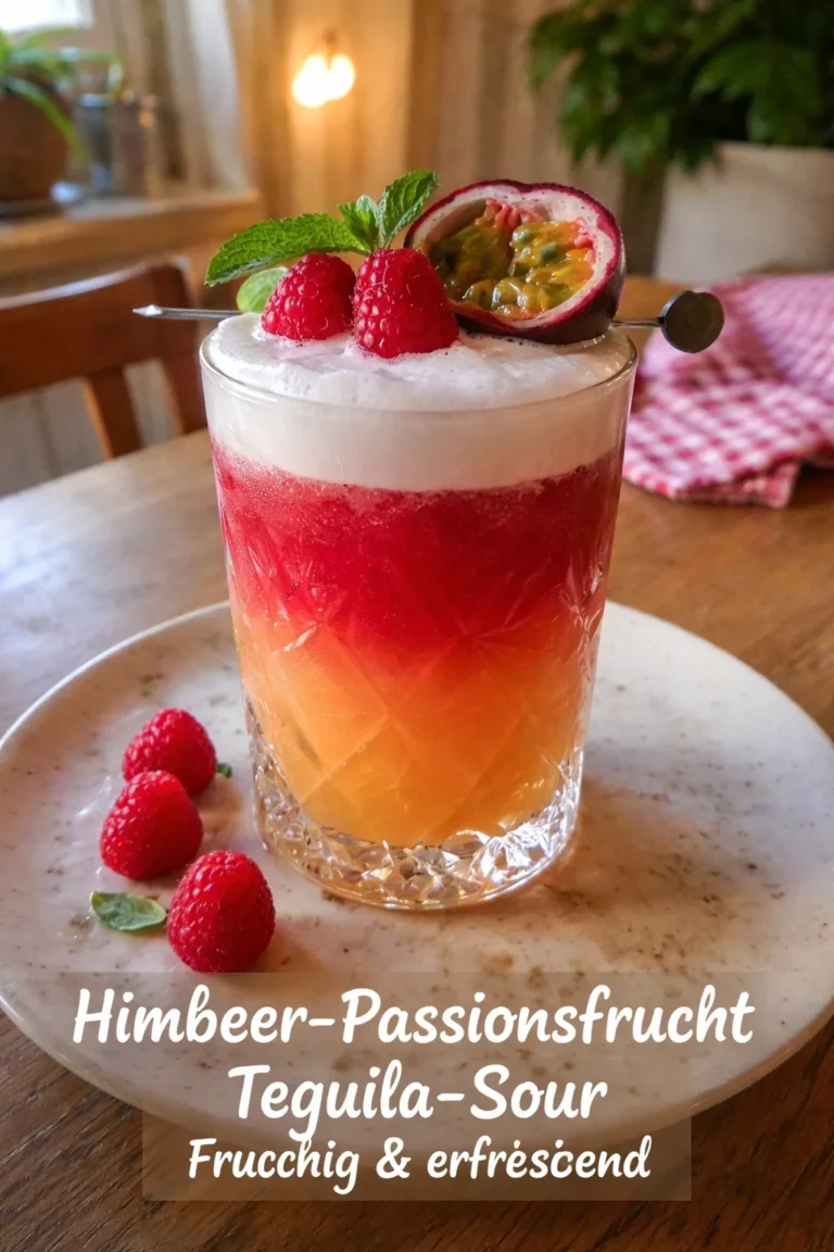 Himbeer-Passionsfrucht-Tequila-Sour Cocktail in einem Glas