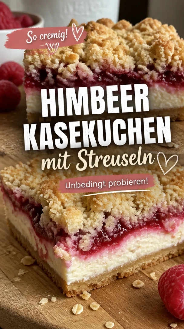 Himbeer Streusel Kuchen mit Joghurt Cheesecake, fruchtig und cremig