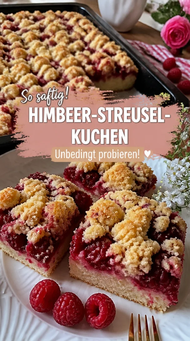 Himbeer-Streusel-Kuchen vom Blech: traumhaft saftig & knusprig