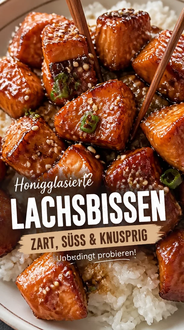 Honigglasierte Lachsbissen Rezept: Zart, s&uuml;&szlig; und knusprig