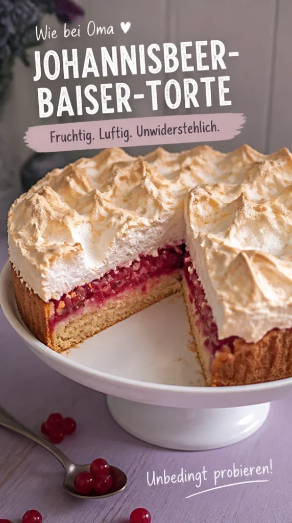 Johannisbeer-Baiser-Torte mit fruchtigen Johannisbeeren und luftigem Baiser