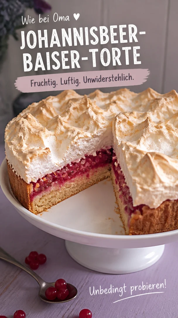Johannisbeer-Baiser-Torte mit fruchtigen Johannisbeeren und luftigem Baiser