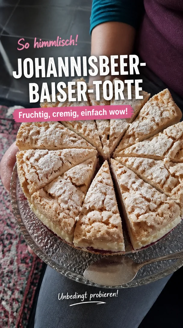 Johannisbeer-Baiser-Torte mit fruchtiger Füllung und zarter Baiserschicht