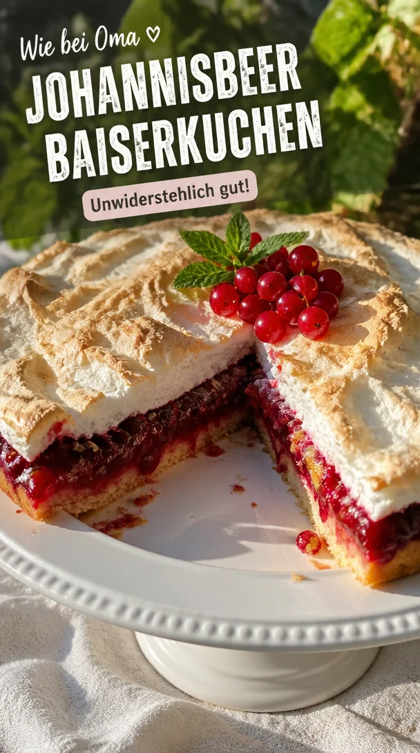 Johannisbeerkuchen mit Baiserhaube, ein leckeres Dessert