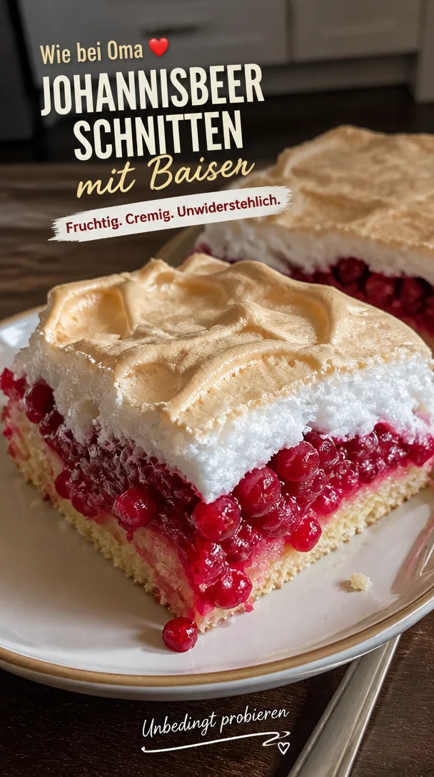 Johannisbeerschnitten mit Baiserhaube &ndash; unwiderstehlich fruchtig