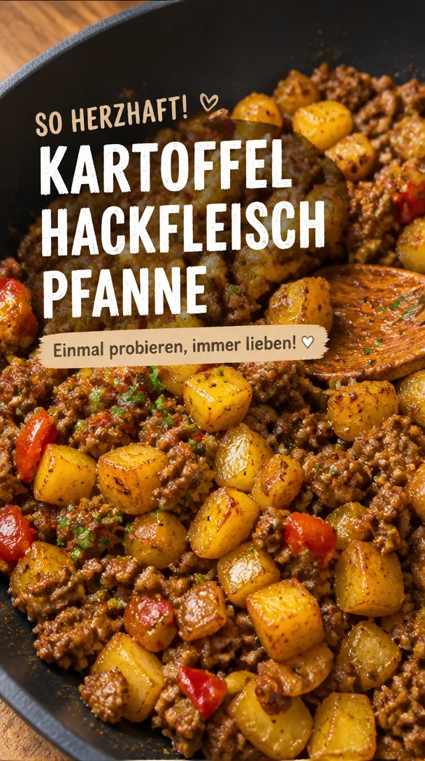 Kartoffel Hackfleisch Pfanne mit frischen Zutaten, herzhaft und lecker