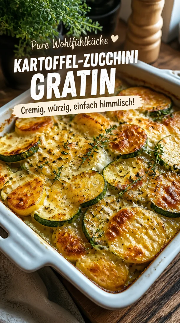 Kartoffel-Zucchini-Gratin - cremiges, leckeres Gericht schnell zubereitet