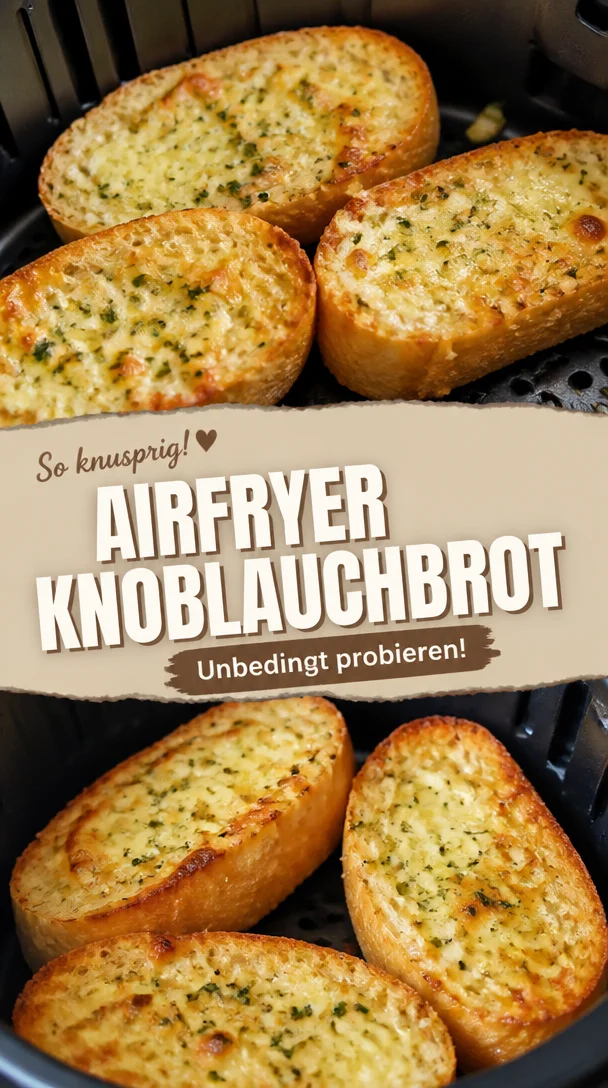 Leckeres Knoblauchbrot aus dem Airfryer auf einem Holzbrett
