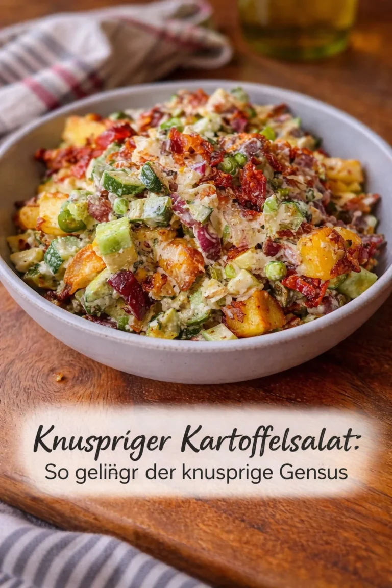 Knuspriger Kartoffelsalat in einer Schüssel serviert