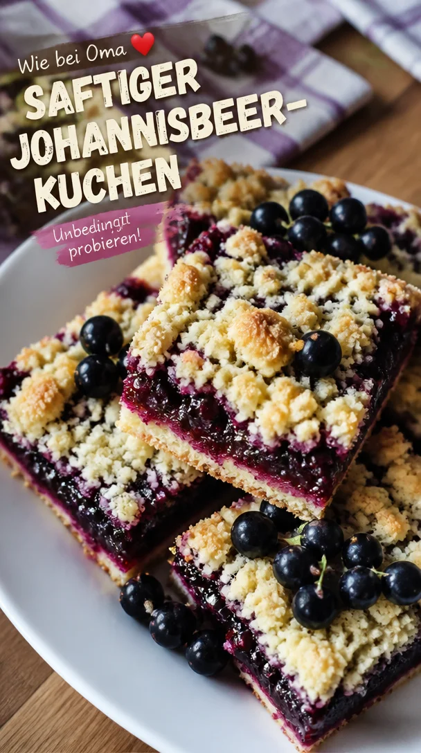 Fruchtiger und saftiger Kuchen mit Johannisbeeren auf einem Teller