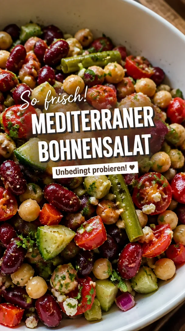 Mediterraner Bohnensalat mit frischem Gemüse und Kräutern