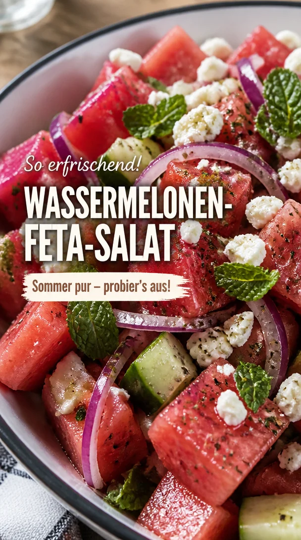 Mediterraner Wassermelonen-Feta-Salat: erfrischend und lecker