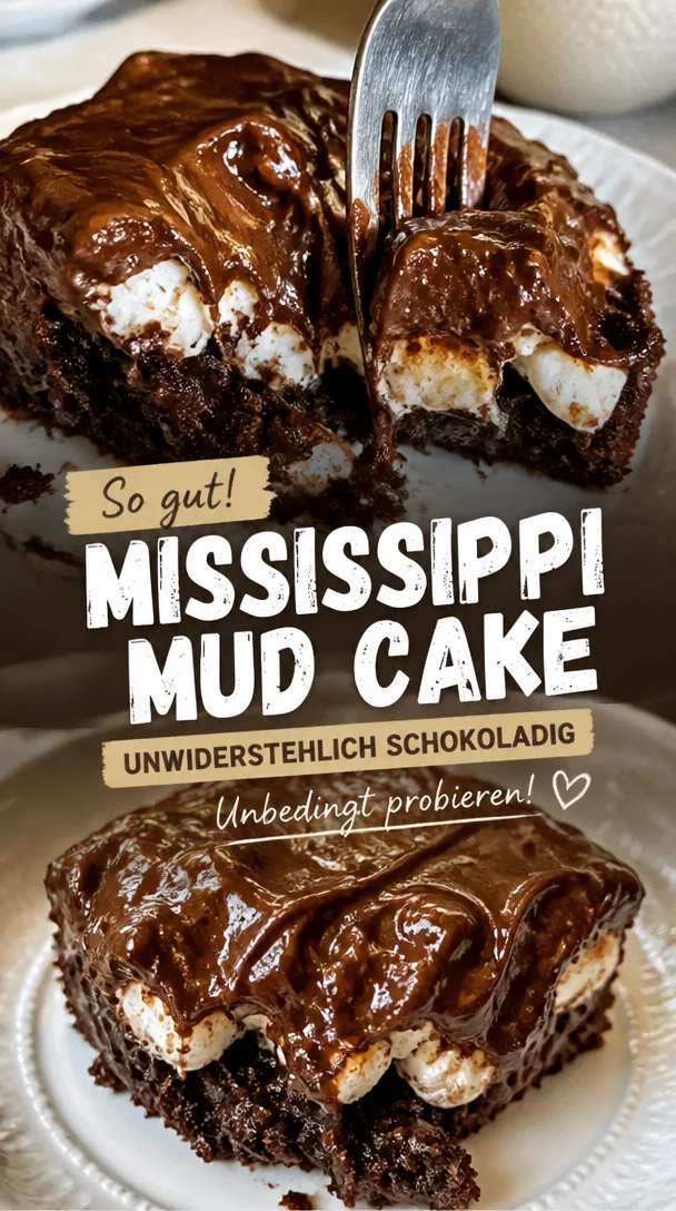 Deliziosa Mississippi Mud Cake mit Schokolade und Nüssen auf einem Teller