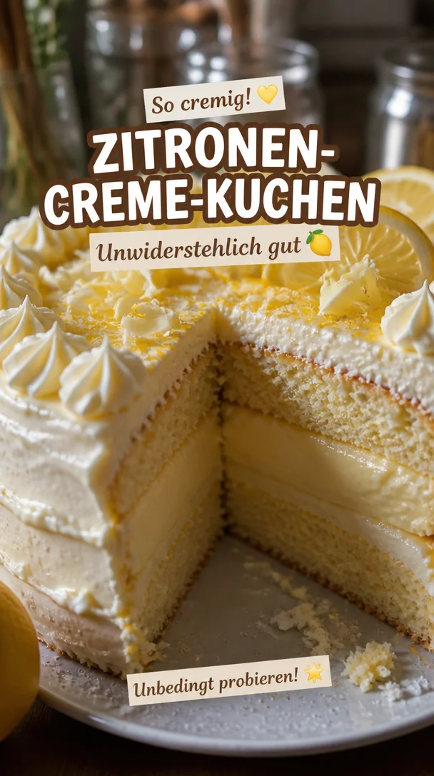 Italienischer Zitronencreme-Kuchen mit cremiger Zitrone Schicht