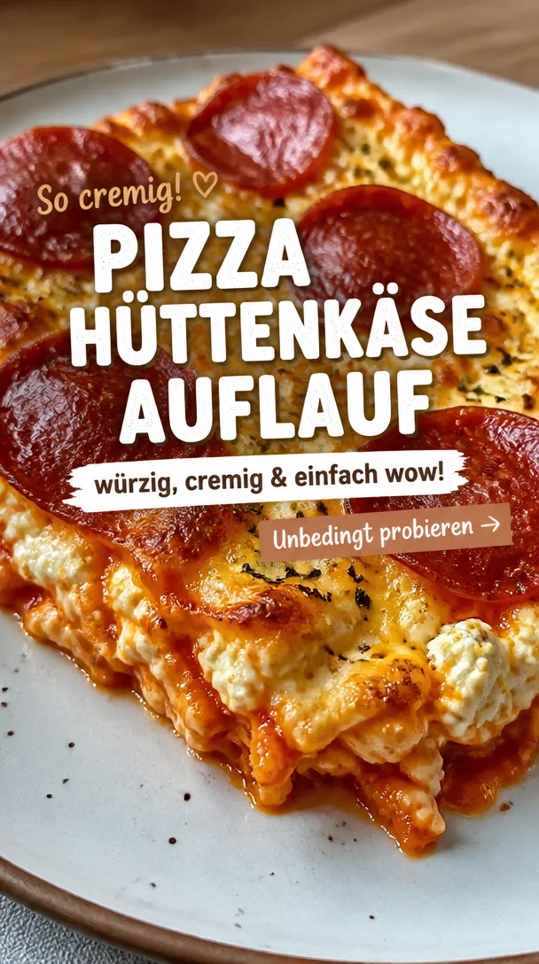 Pizza H&uuml;ttenk&auml;se Auflauf - cremig, w&uuml;rzig, schnell gemacht
