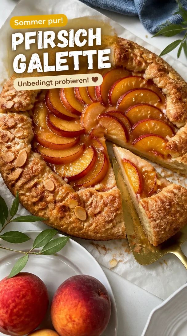 Rezept f&uuml;r Pfirsich Galette Tarte mit Mandeln / peach galette
