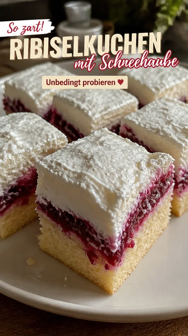 Schneller Ribiselkuchen mit Schneehaube - unwiderstehlich zart