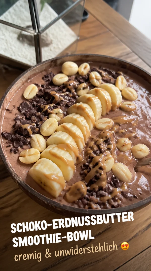 Schoko-Erdnussbutter Smoothie-Bowl: cremig & unwiderstehlich