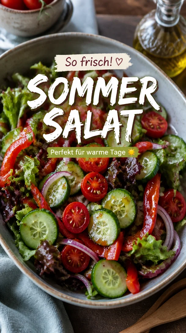 Frischer Sommer Salat mit buntem Gemüse und Dressing