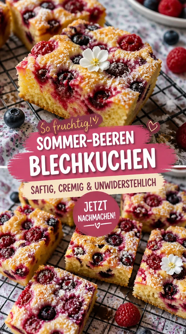 Sommerlicher Beeren-Blechkuchen mit frischen Beeren und saftigem Teig