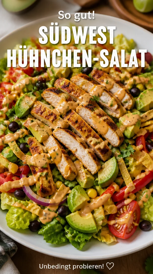 Südwestlicher Avocado-Hühnchensalat mit frischen Zutaten und leckerem Dressing