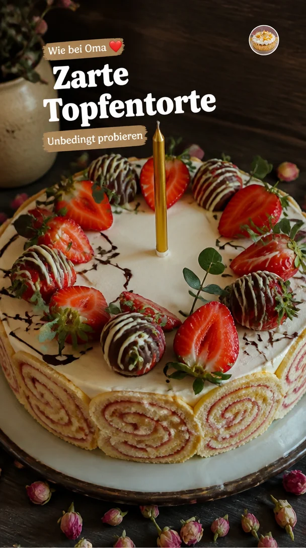 Leckere Topfentorte mit Quark und Obstbelegung