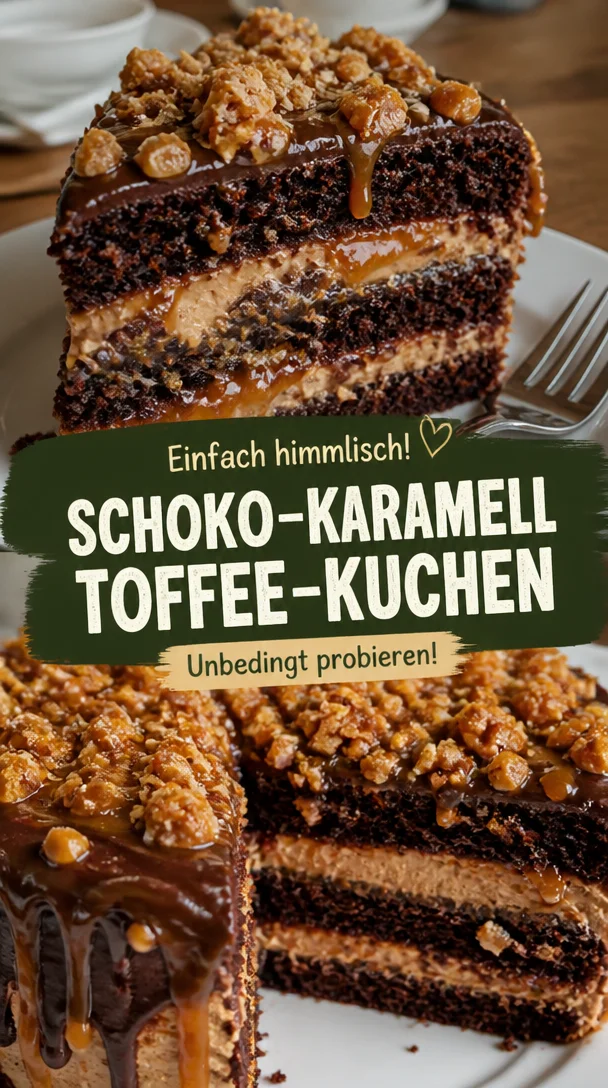 Verlockend cremiger Schokoladen-Karamell-Toffee-Crunch-Kuchen