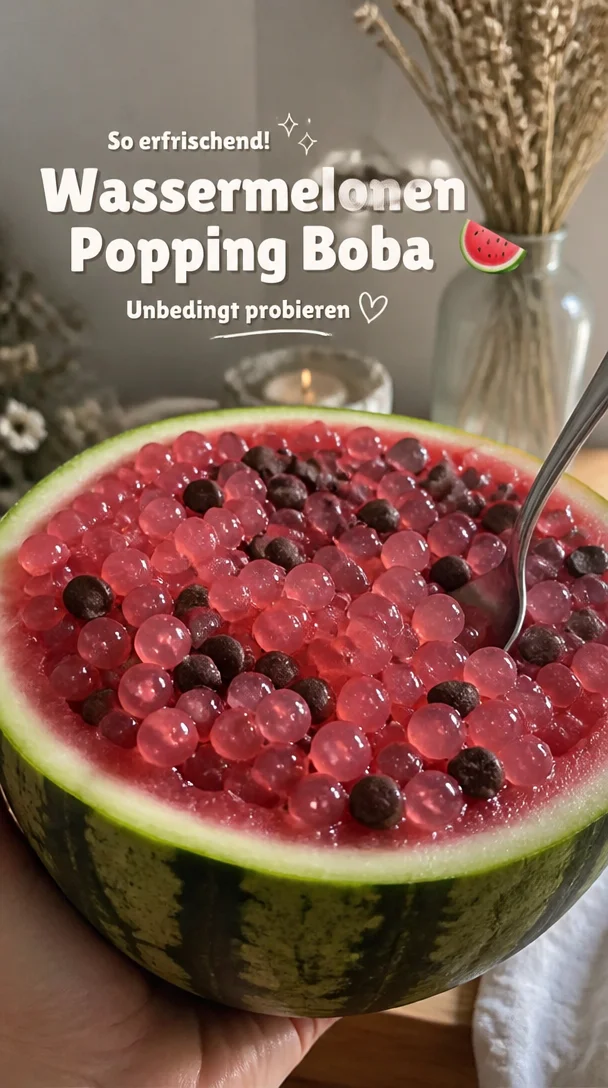 Wassermelonen Poppende Boba: erfrischender Bubble-Tea Genuss