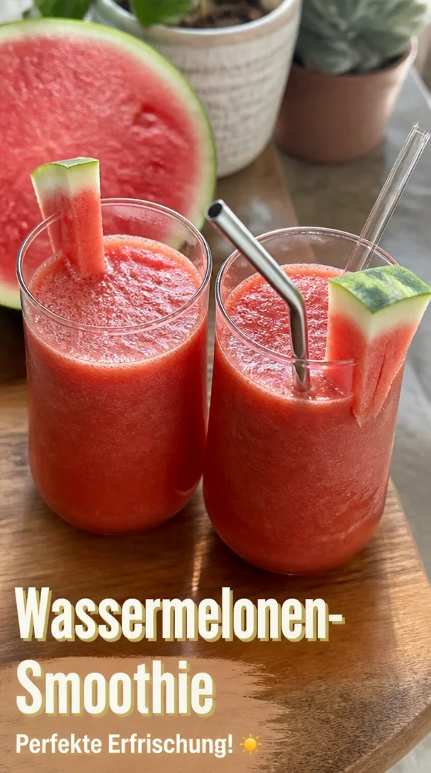 Erfrischender Wassermelonen-Smoothie in einem Glas auf einem Sommertag