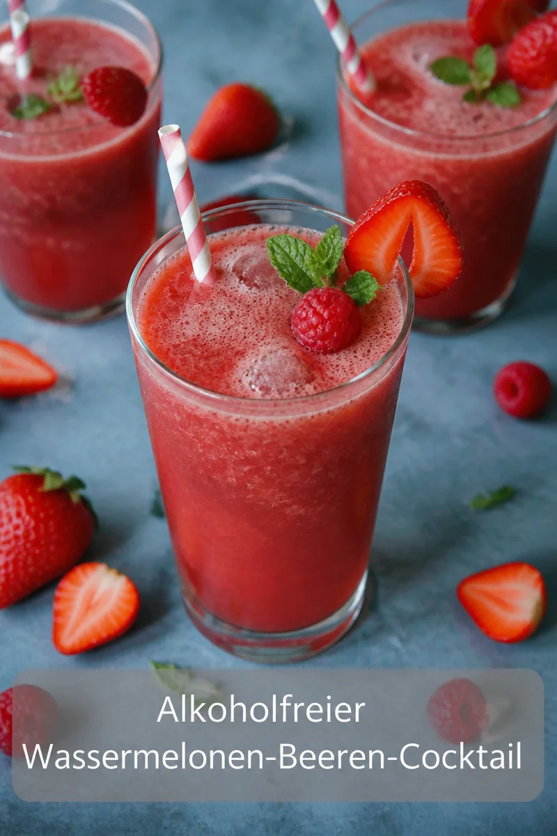 Alkoholfreier Wassermelonen-Beeren-Cocktail