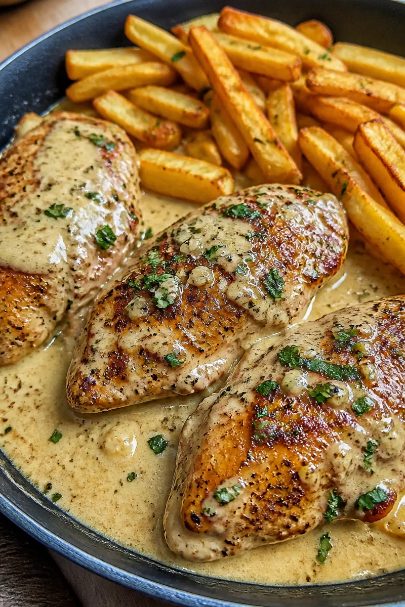 Hähnchenfilet mit würziger, cremiger Knoblauch-Parmesan-Sauce