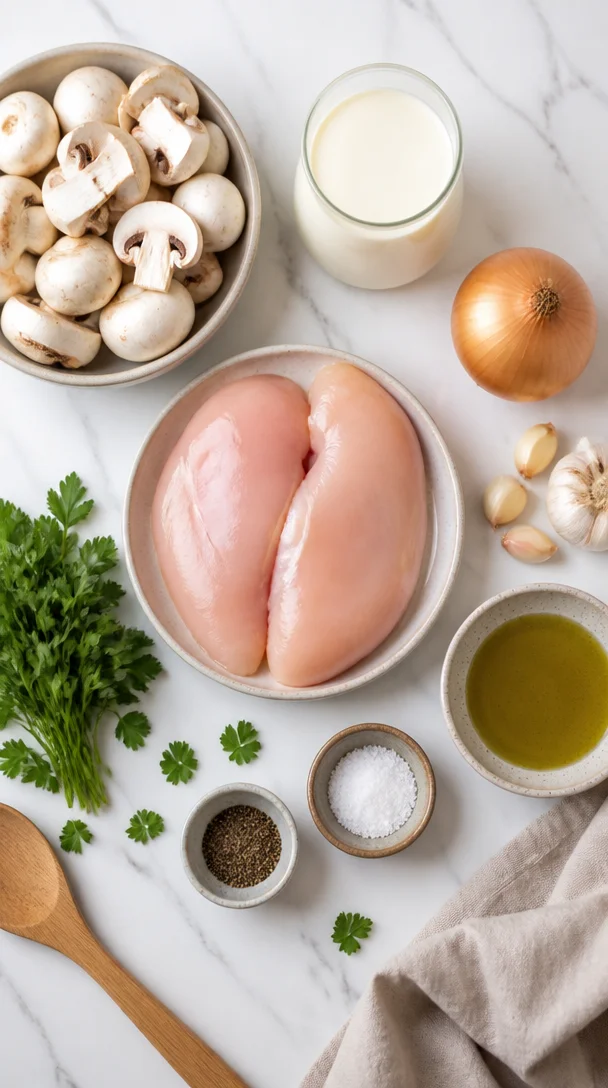 Cremige Hähnchen Pilzpfanne