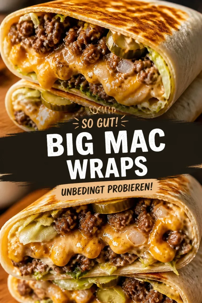 Leckere Big Mac Wraps auf einem Teller angerichtet.
