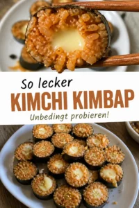 Leckeres Cheese Kimchi Kimbap mit Käse und Kimchi gefüllt