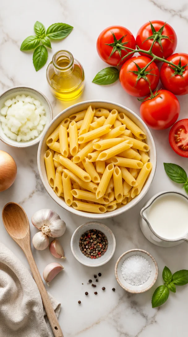Cremige Pasta mit w&uuml;rziger Tomatenso&szlig;e