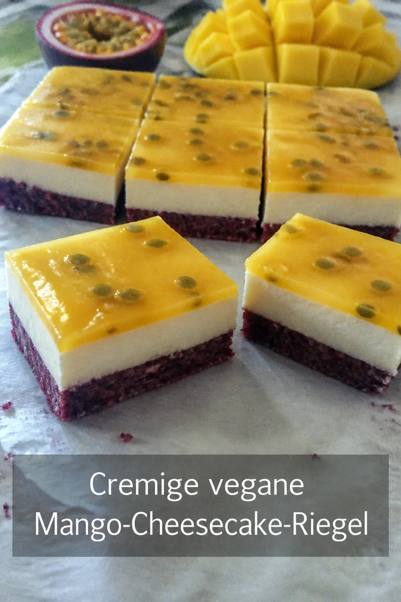 Cremige vegane Mango-Cheesecake-Riegel