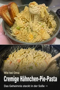 Leckere Crock Pot Hähnchen-Pie-Pasta serviert in einer Schüssel