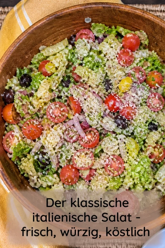Frischer klassischer italienischer Salat mit Gemüse und Dressing
