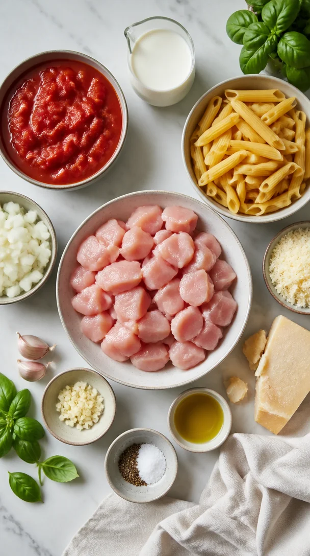 Ein-Topf Cremige H&auml;hnchen-Tomaten-Pasta
