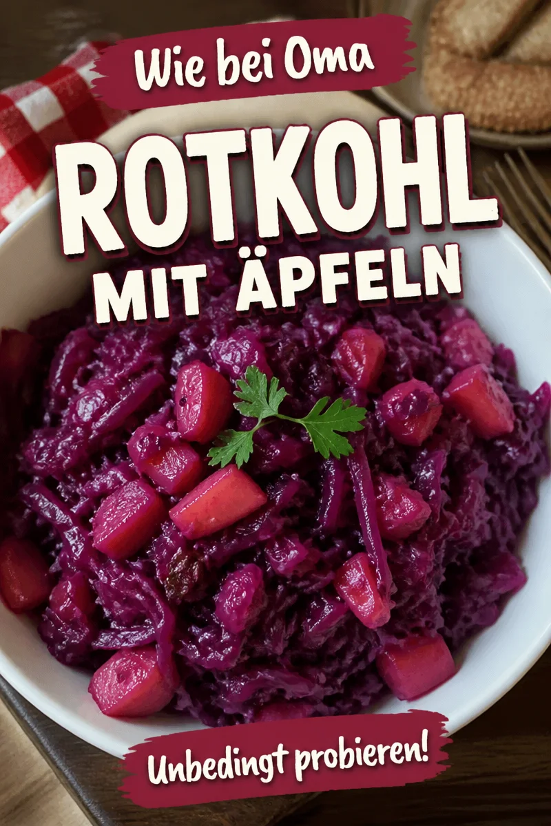 Eingekochter deutscher Rotkohl, serviert in einer Schüssel als Beilage