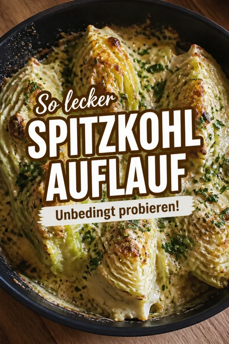 Leckerer Spitzkohl Auflauf in einer Auflaufform, ideal für ein schnelles Abendessen.