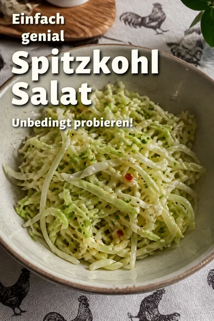 Frischer, selbstgemachter Spitzkohlsalat in einer Schüssel.
