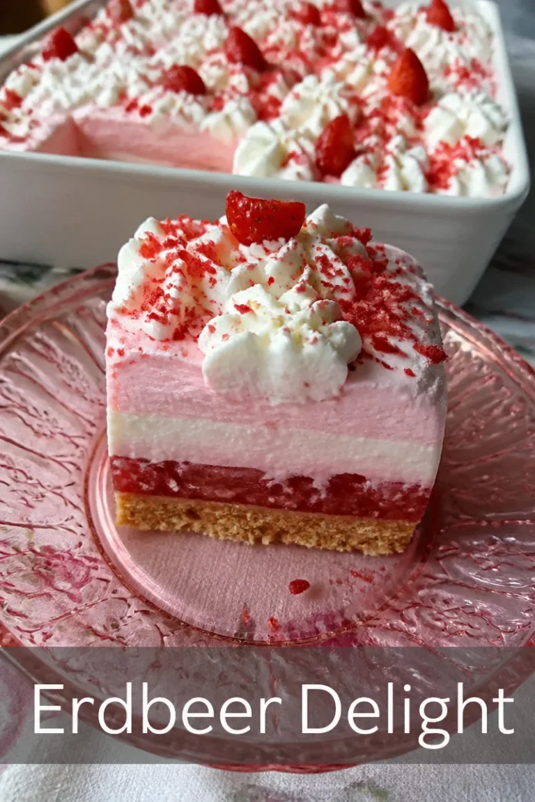 Erdbeer Delight Dessert mit frischen Erdbeeren und Sahne