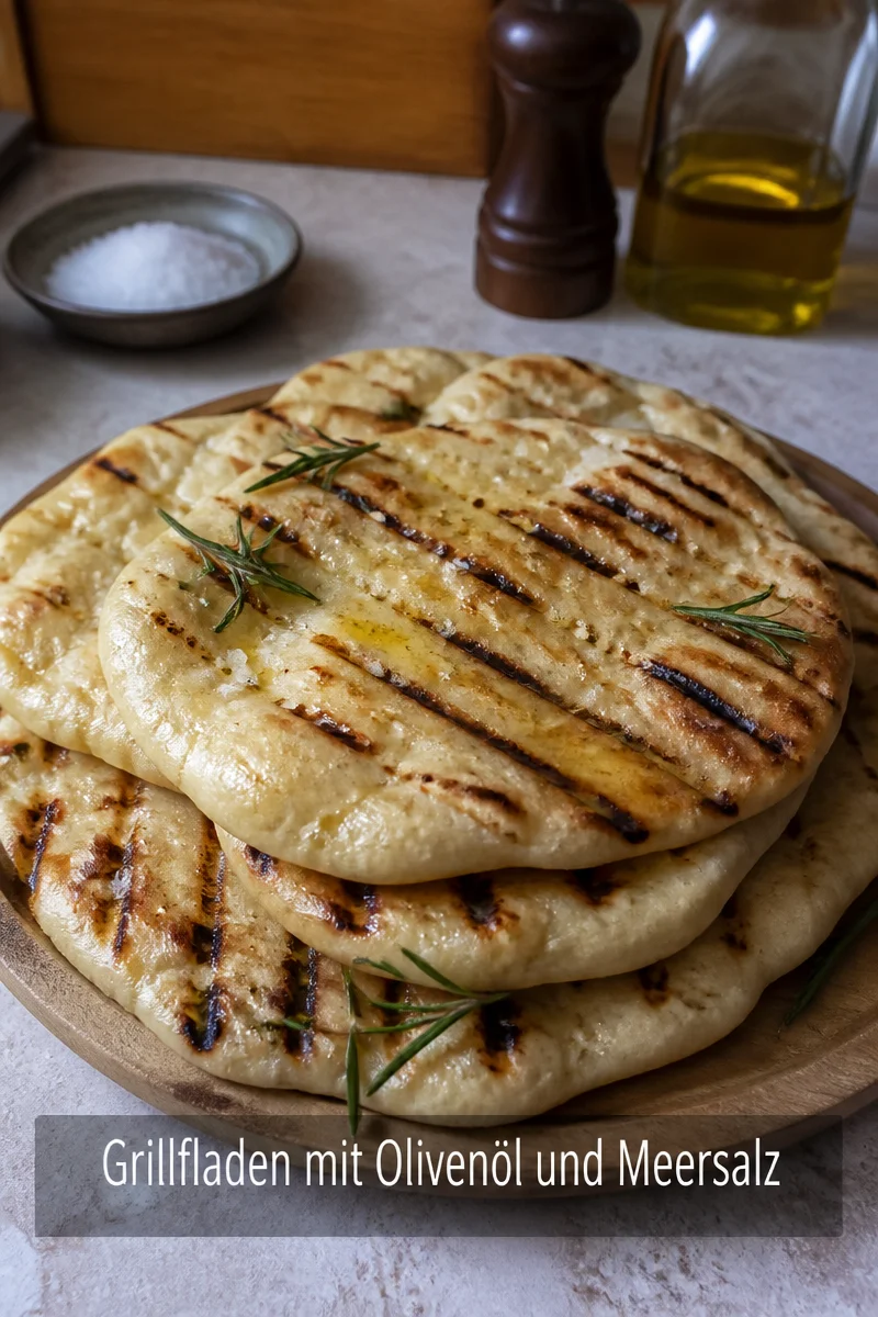 Grillfladen mit Olivenöl und Meersalz