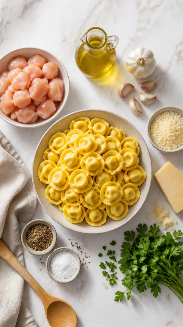 H&auml;hnchen Knoblauch Tortellini