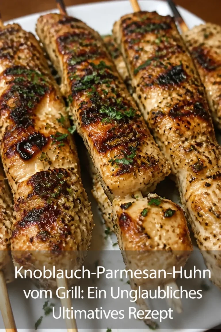 Knoblauch-Parmesan-Huhn vom Grill auf einem Teller serviert
