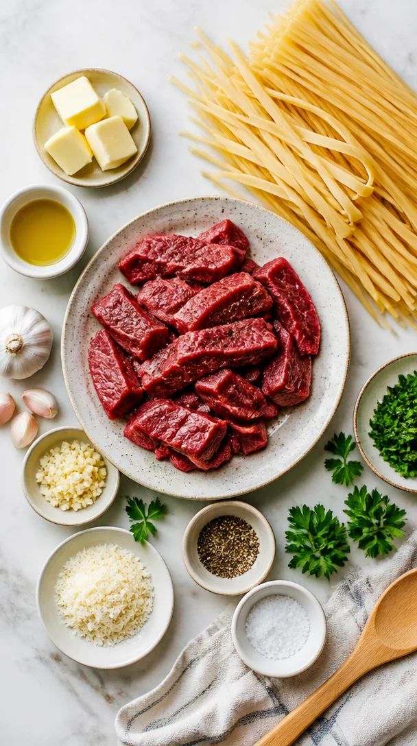 Knoblauchbutter Steak Pasta