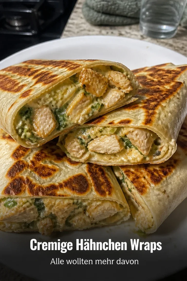 Kohlenhydratarme Cheesy Garlic Chicken Wraps auf einem Teller